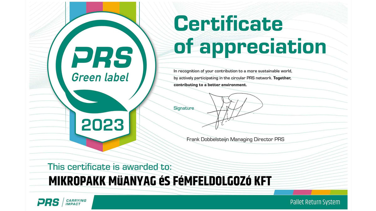 Idén is elnyertük a PRS Zöld Címke 2023 kitüntetését!